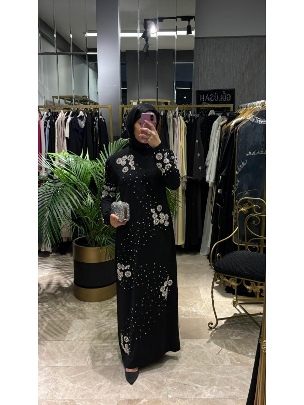 TAŞ DETAYLI ELBİSE