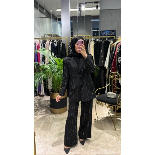 TAŞ DETAYLI CEKET TAKIM